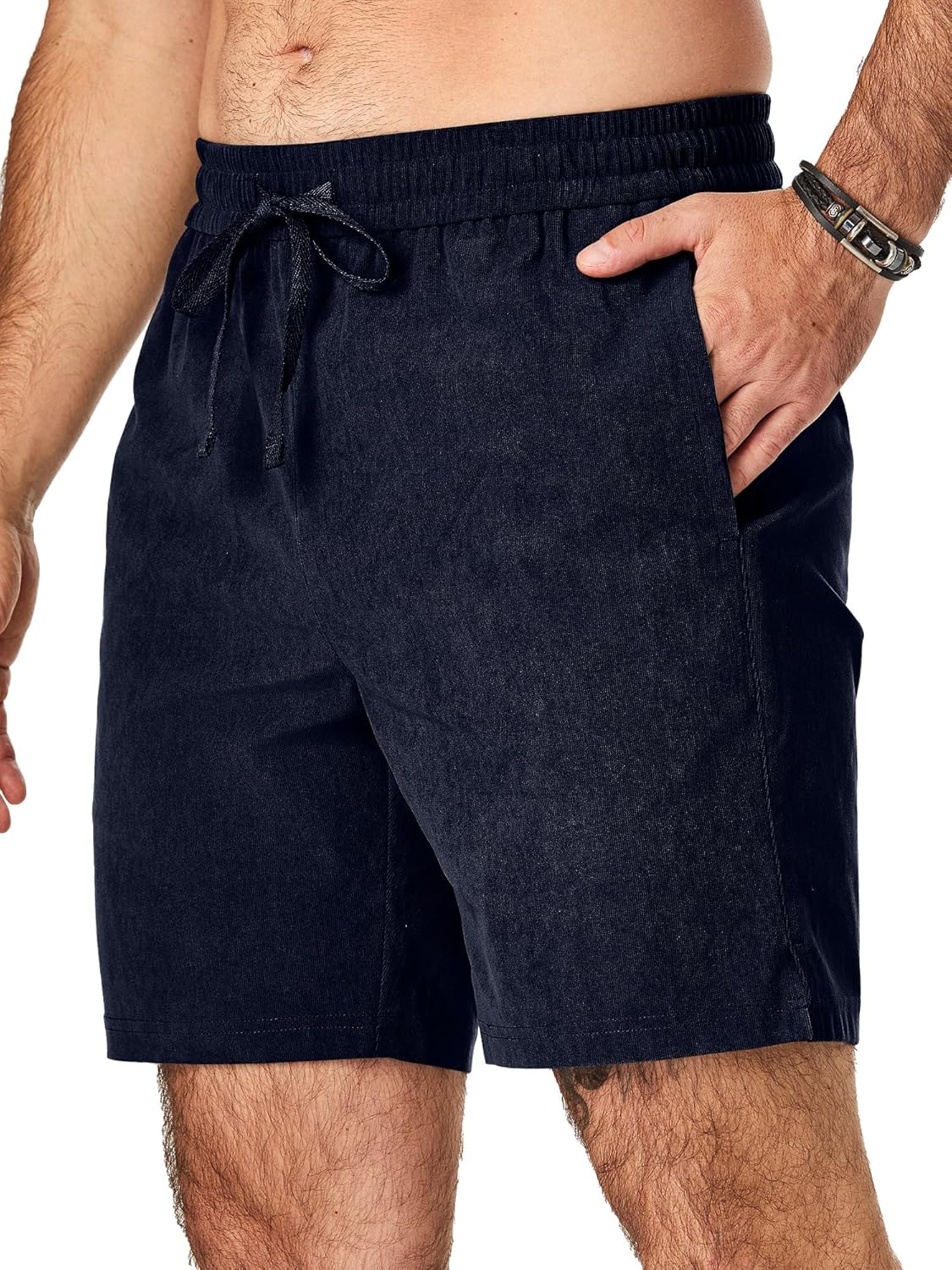 JMIERR Men's Corduroy Shorts Casual Elastic Waist Drawstring Lightweight Summer Beach Shorts - Image 30