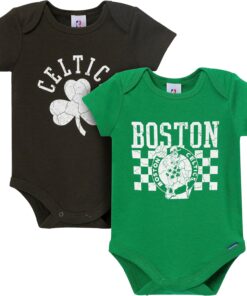 Gerber Unisex Baby NBA Team 2 Pack Short Sleeve Onesie Bodysuits, Boston Celtics, 6-12 Months