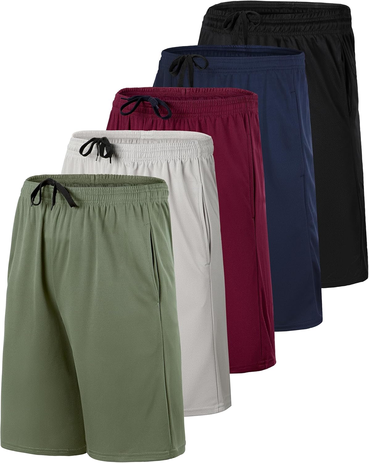 Real Essentials 5 Pack: Men’s 9" Mesh Shorts – Athletic Gym, Workout, Basketball, Running, Casual Lounge Activewear Pockets - Image 10