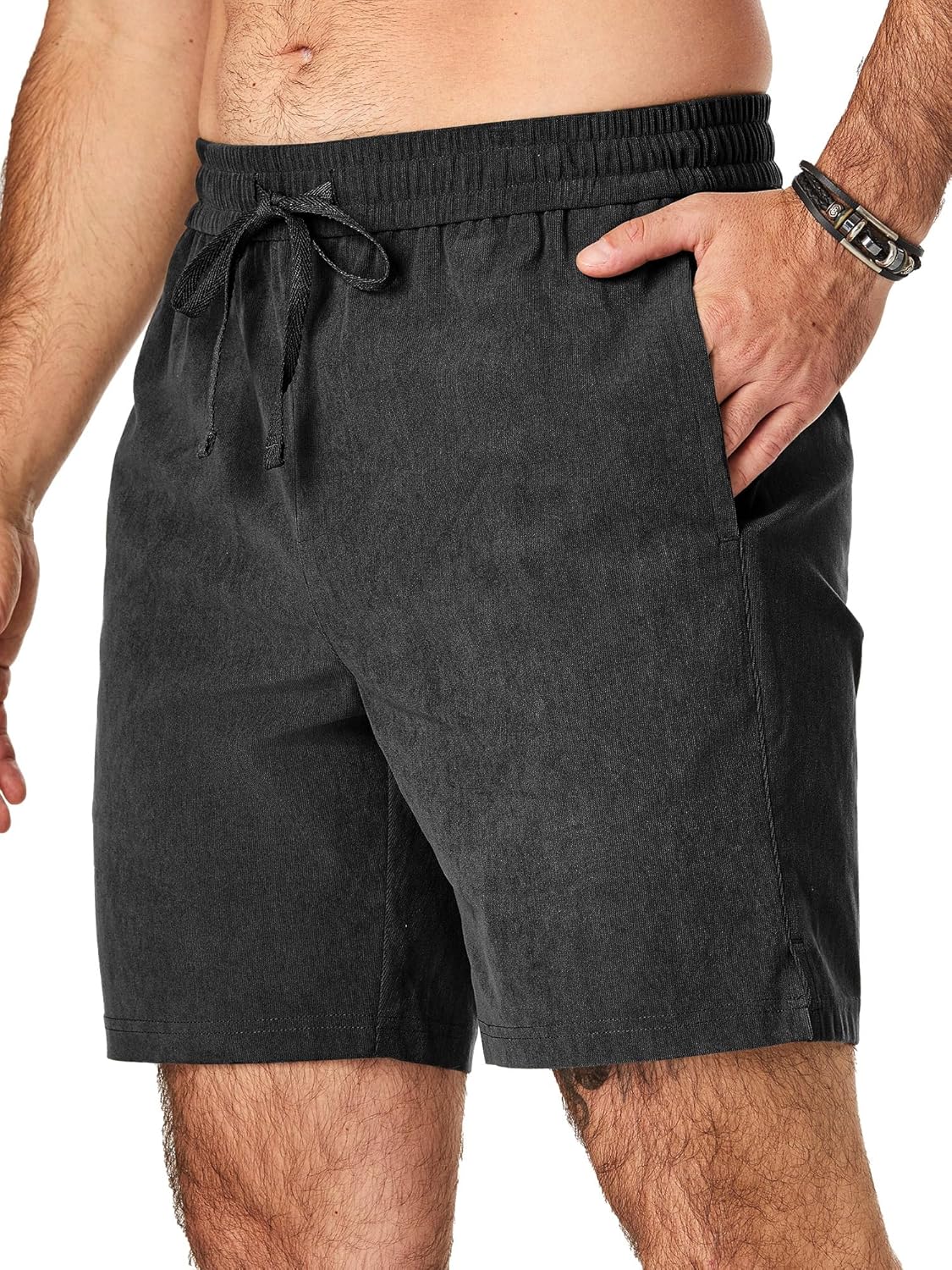 JMIERR Men's Corduroy Shorts Casual Elastic Waist Drawstring Lightweight Summer Beach Shorts - Image 29