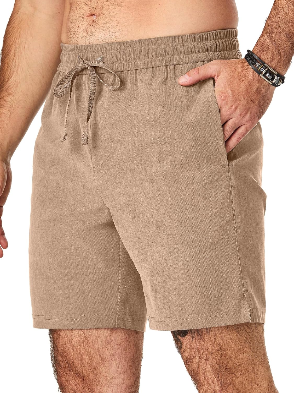 JMIERR Men's Corduroy Shorts Casual Elastic Waist Drawstring Lightweight Summer Beach Shorts - Image 39