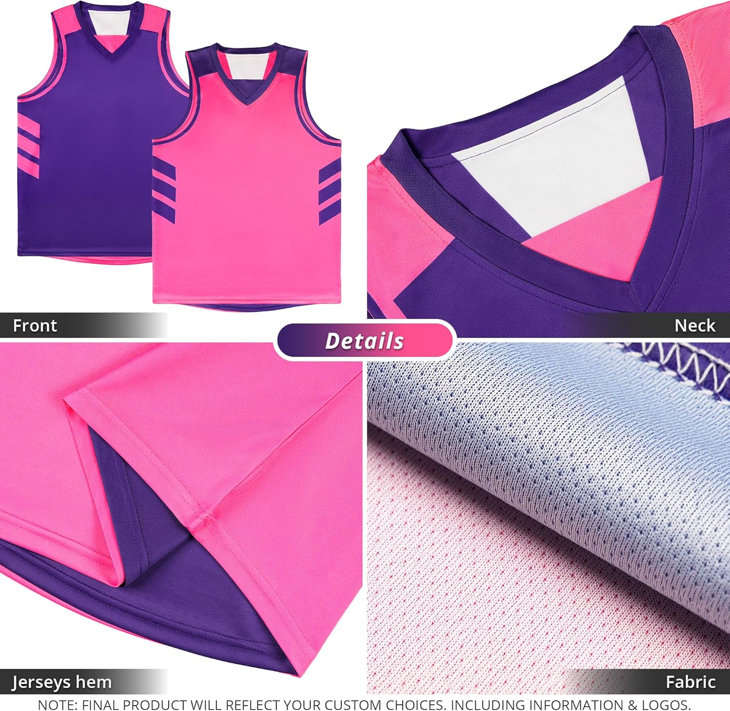 KXK Blank Youth Reversible Basketball Jersey,Sports Athletic Practice Basketball Shirt Clothing for Boys Girls - Image 4