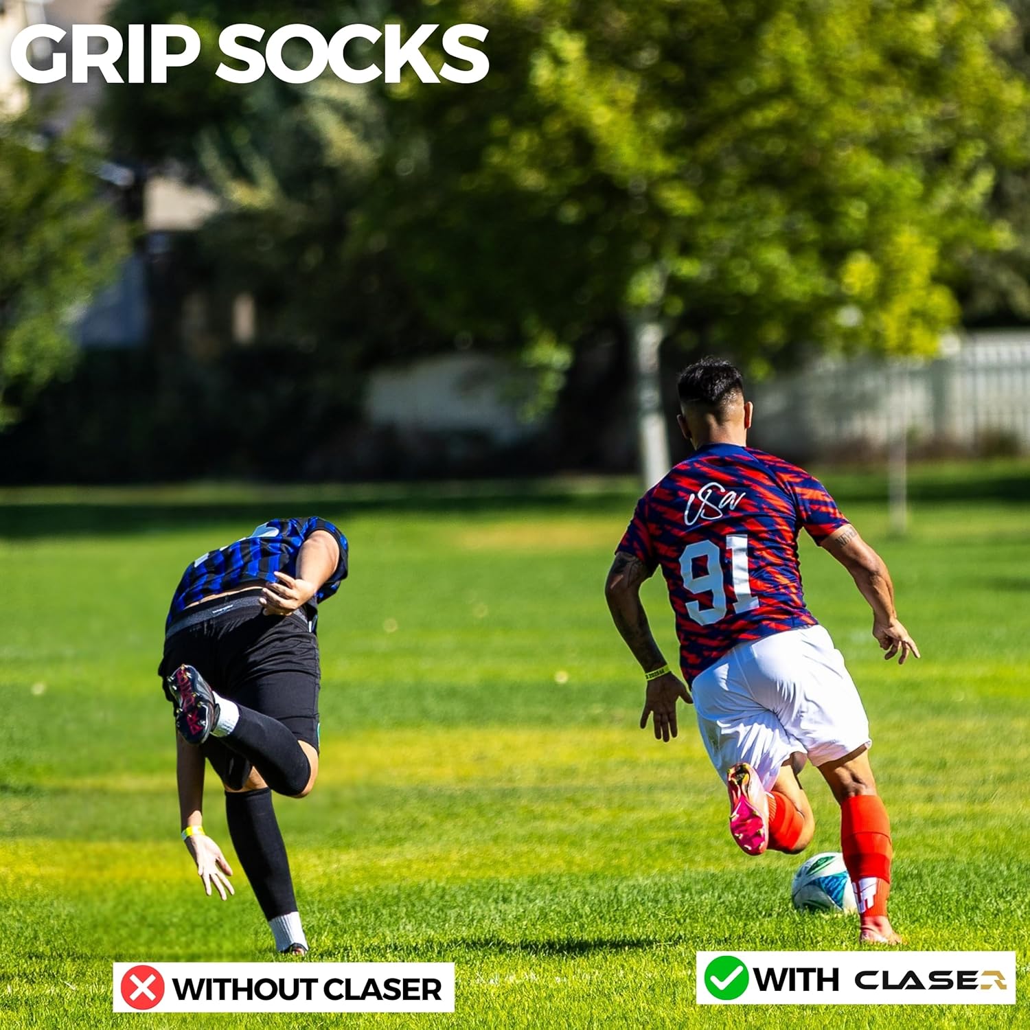 CLASER Grip Socks Soccer - Non Slip Football - Sock Men - Sports Women - Soccer Youth - Antideslizantes - US 6-9 1 2 3 pairs - Image 2