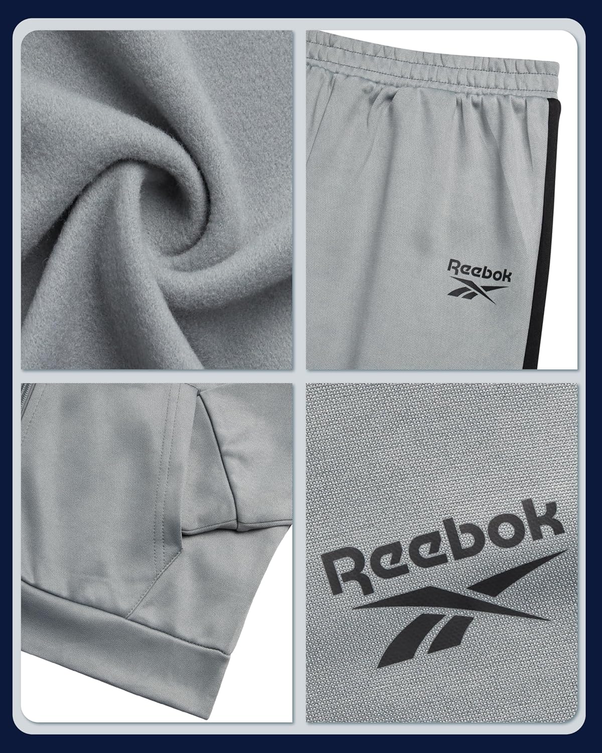 Reebok Boys Tracksuit Set - 2 Piece Athletic Tricot Fleece Lined Zip Up Jacket and Boys Sweatpants for Toddlers & Big Boys - Image 3