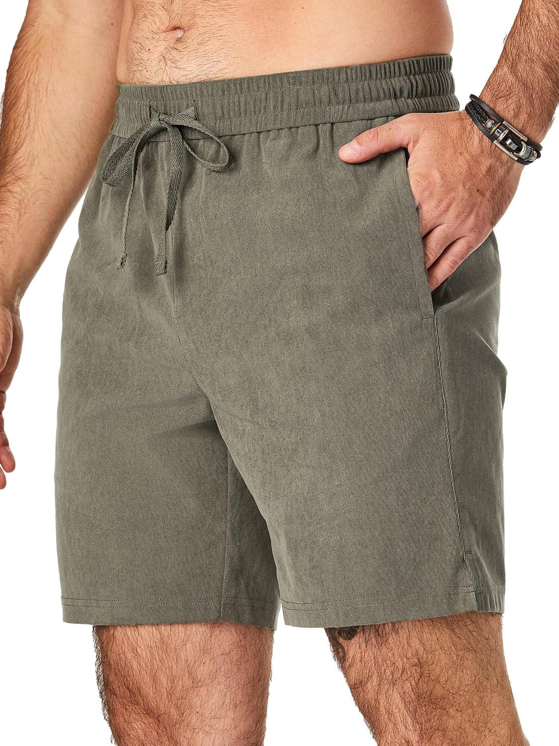 JMIERR Men's Corduroy Shorts Casual Elastic Waist Drawstring Lightweight Summer Beach Shorts - Image 36