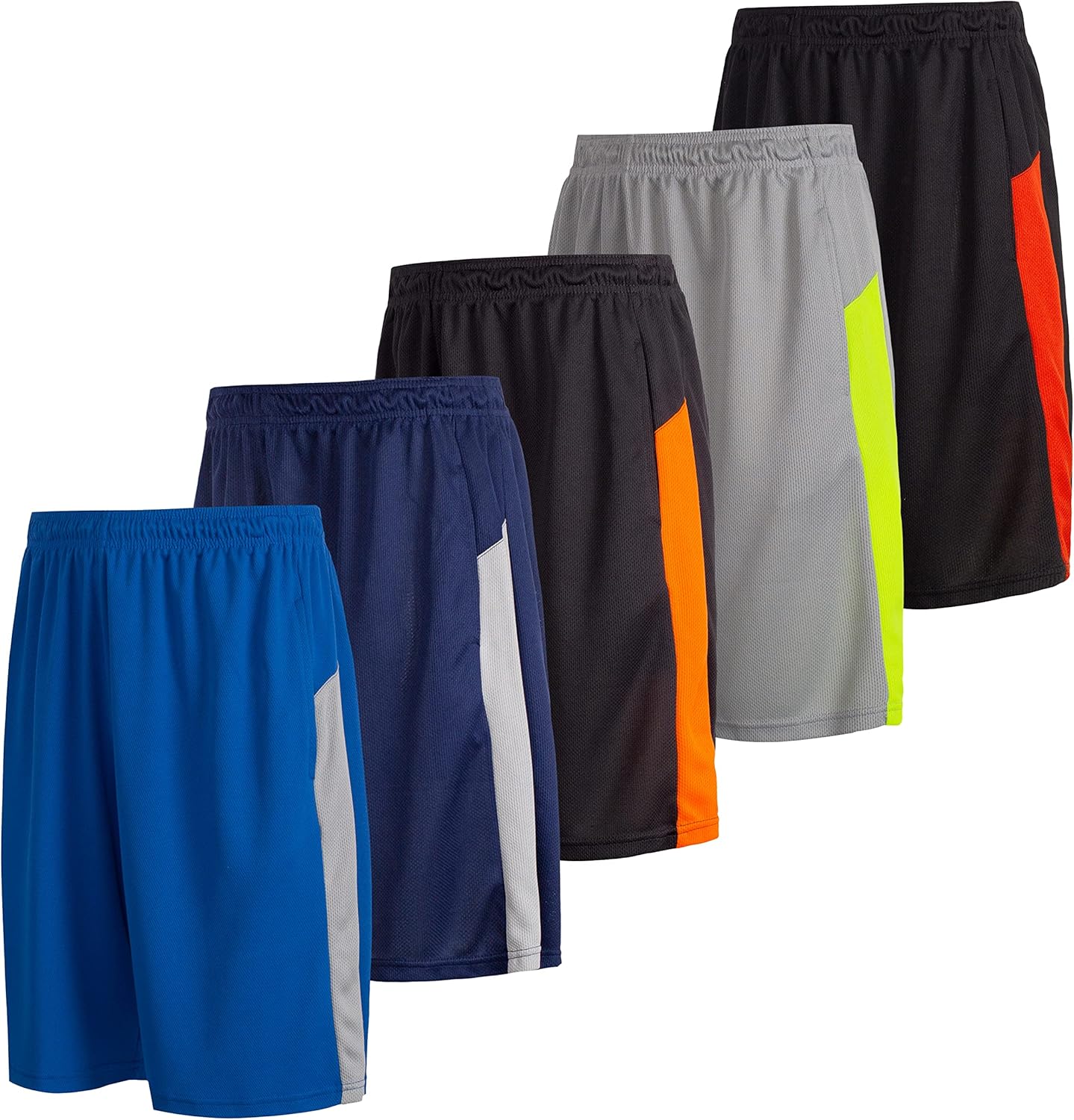 5 Pack: Men's Dry-Fit Sweat Resistant Active Athletic Performance Shorts - Image 9