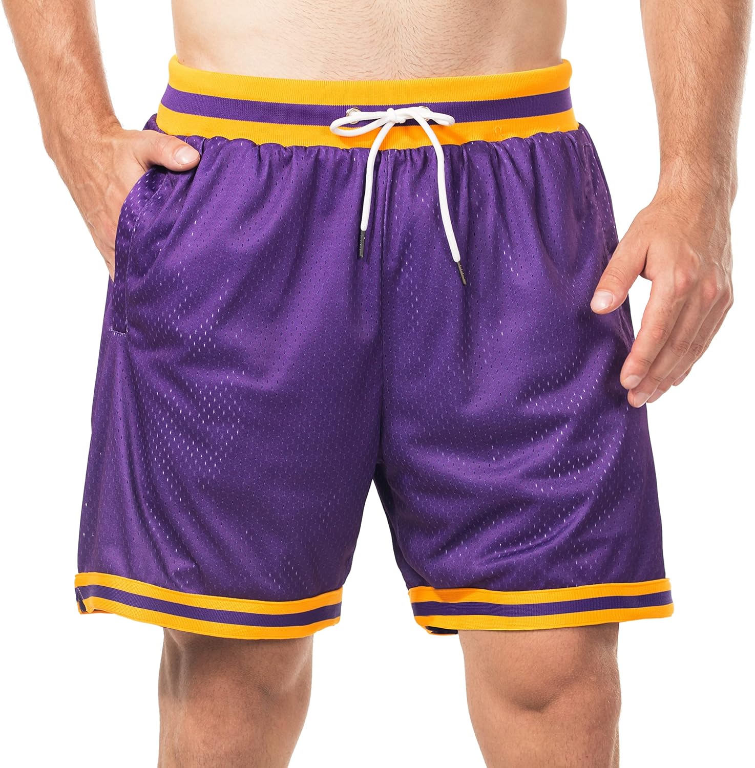 HEALONG Basketball Athletic Shorts Men - Mesh Gym Sports Workout Training Drawstring Retro Casual Fashion Short with Pockets - Image 11