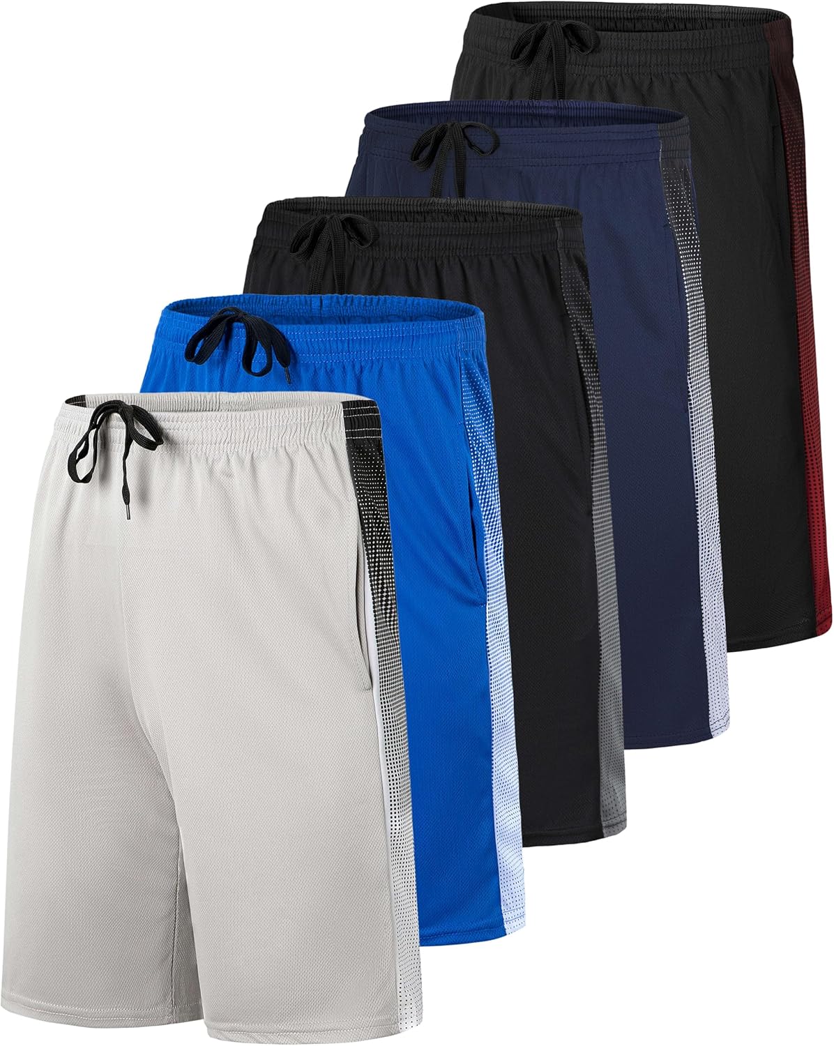 Real Essentials 5 Pack: Boys' Mesh Basketball Athletic Shorts with Pockets – Teen Kids Youth Quick Dry Soccer Running Gym - Image 9