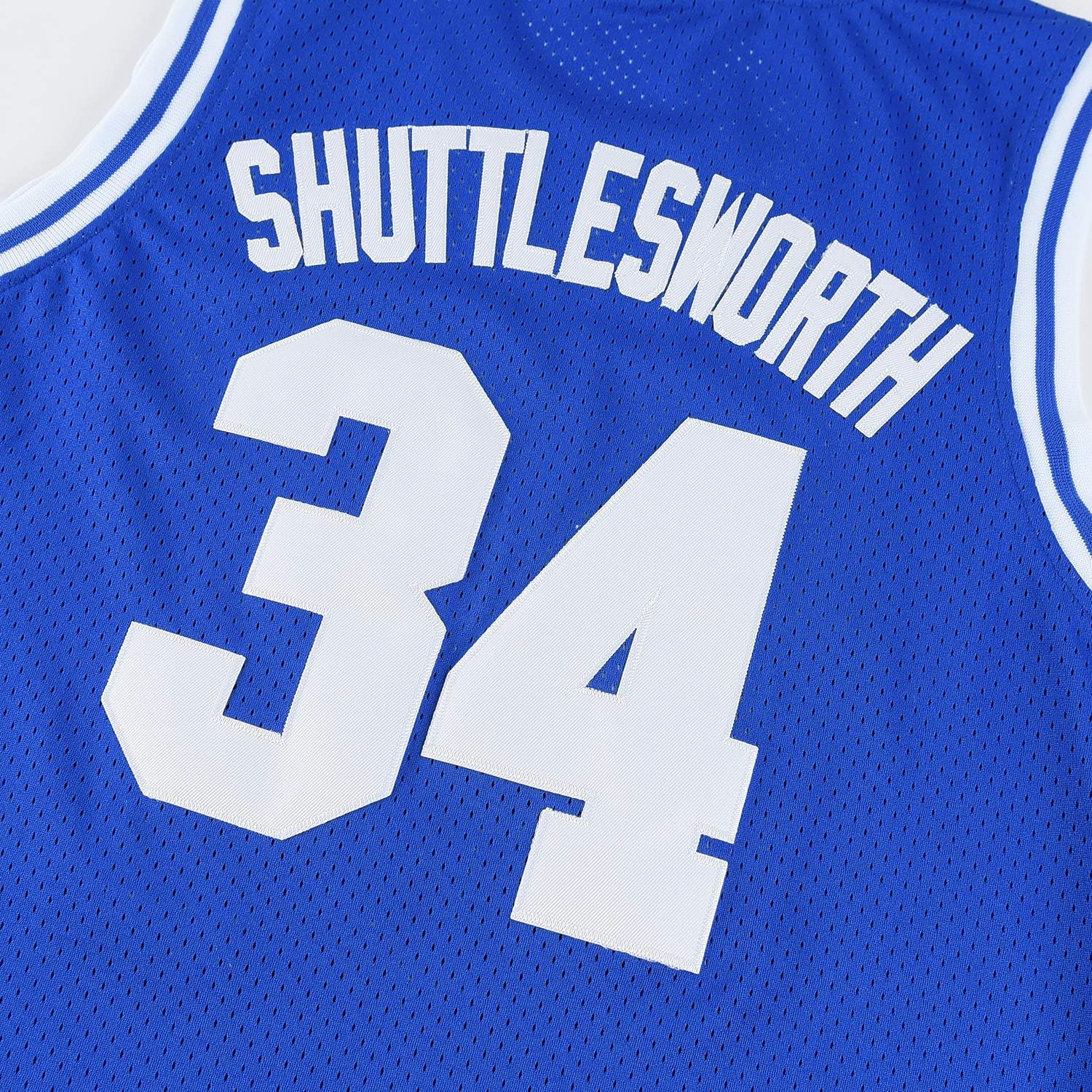 Mens Lincoln #34 Jesus Shuttlesworth High School Movie Basketball Jersey for Adult White/Blue - Image 4