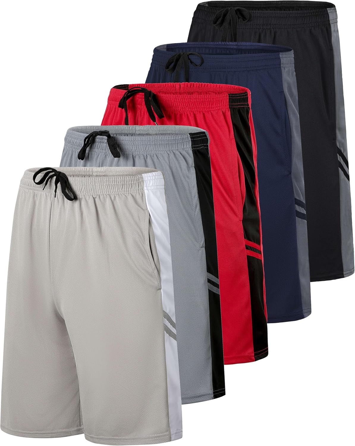 Real Essentials 5 Pack: Boys' Mesh Basketball Athletic Shorts with Pockets – Teen Kids Youth Quick Dry Soccer Running Gym - Image 20