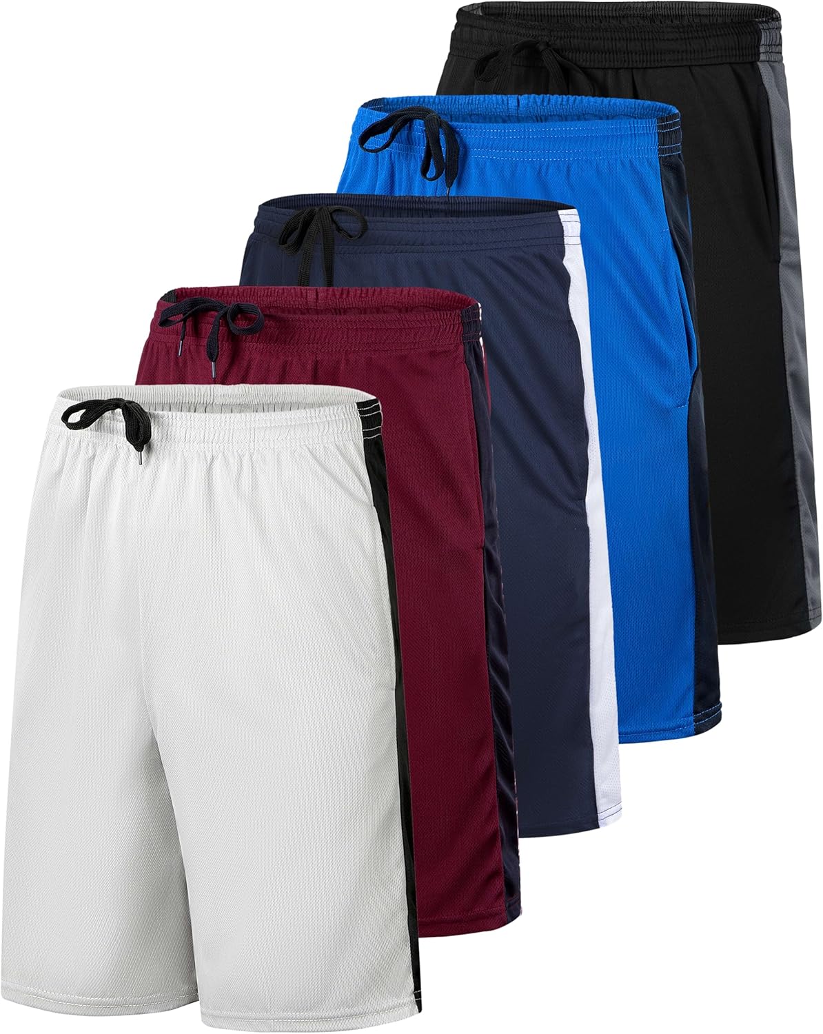 Real Essentials 5 Pack: Boys' Mesh Basketball Athletic Shorts with Pockets – Teen Kids Youth Quick Dry Soccer Running Gym - Image 7
