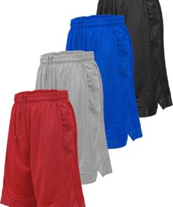 Mens Basketball Shorts with Pockets, Active Athletic Performance Gym Workout Shorts for Men Workout Shorts, 4 Pack
