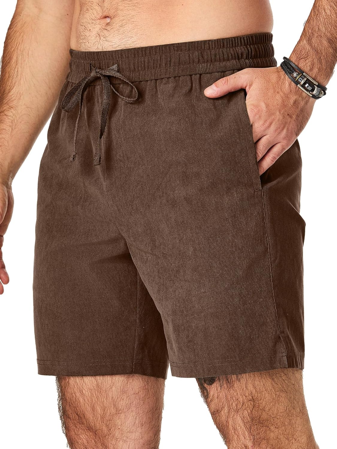 JMIERR Men's Corduroy Shorts Casual Elastic Waist Drawstring Lightweight Summer Beach Shorts - Image 37