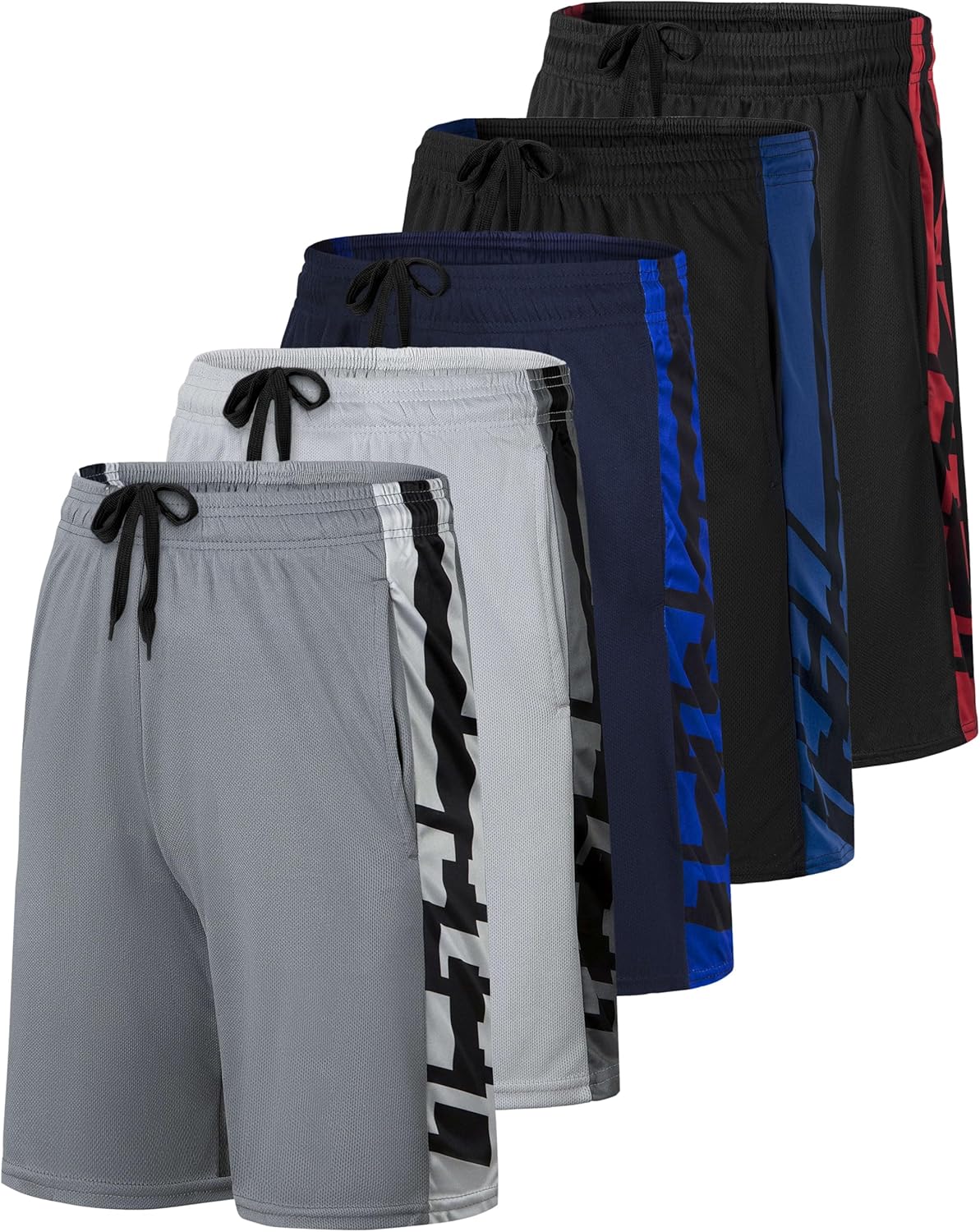 Real Essentials 5 Pack: Men’s 9" Mesh Shorts – Athletic Gym, Workout, Basketball, Running, Casual Lounge Activewear Pockets - Image 7