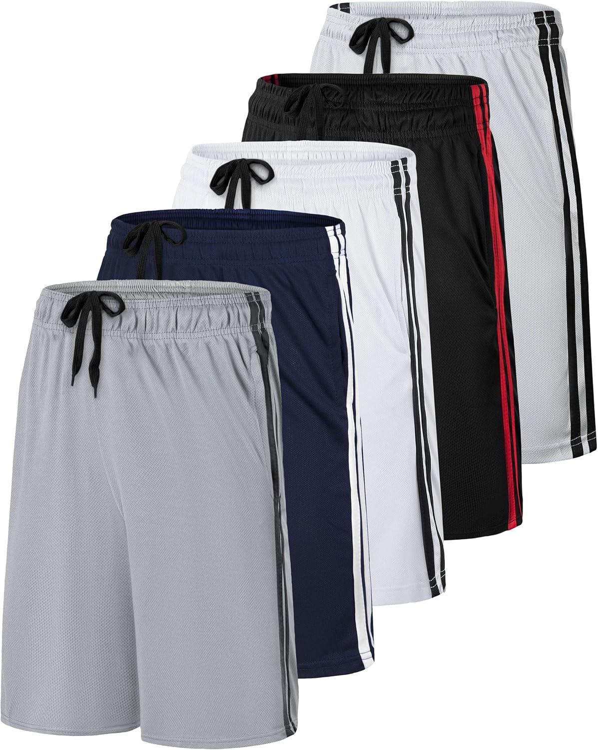 Real Essentials 5 Pack: Men’s 9" Mesh Shorts – Athletic Gym, Workout, Basketball, Running, Casual Lounge Activewear Pockets - Image 9
