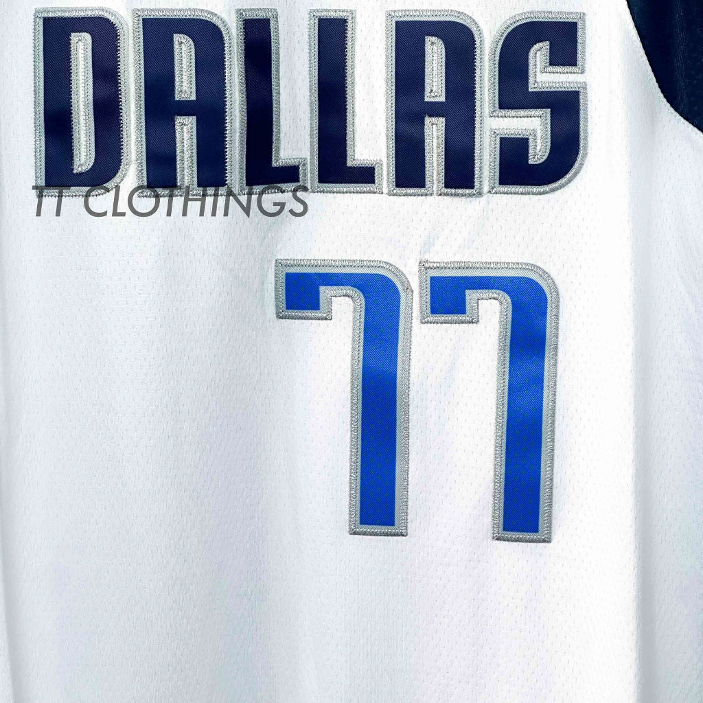 NBA Basketball Jersey Luka Doncic White #77 Dallas Mavericks Singlet Jersi RETRO baju shirt men lelaki - Image 5