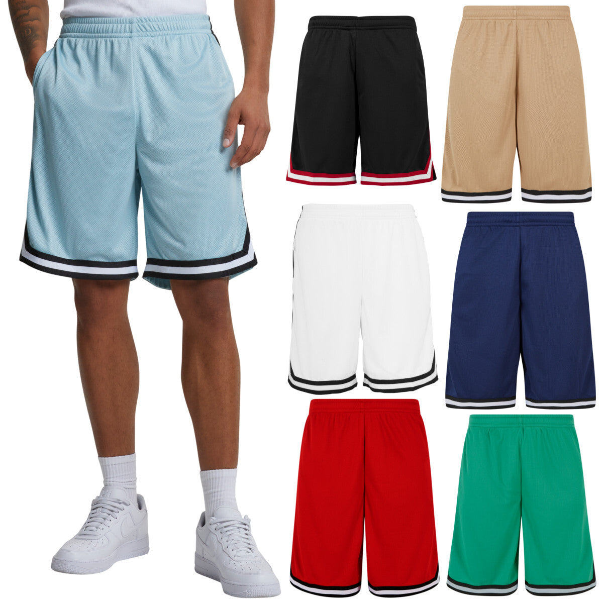 Urban Classics Stripes Mesh Shorts Basketball Shorts Trackies Men's
