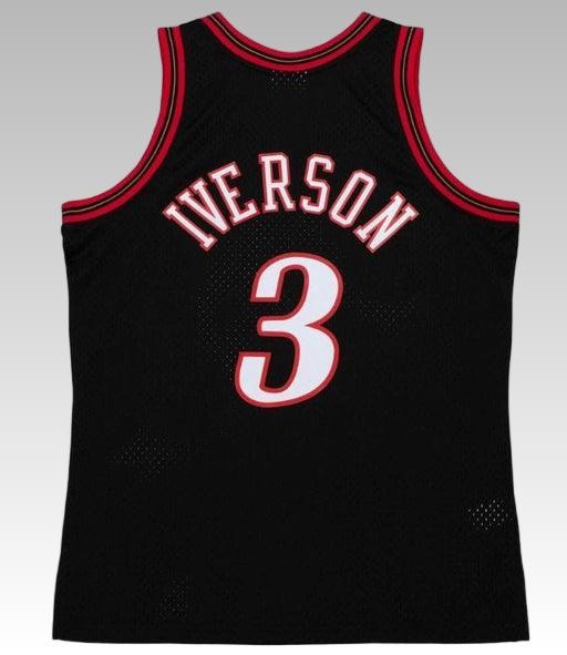 Allen Iverson 76ers 1997-98 Black Throwback Swingman Mens Jersey - Image 2