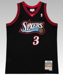 Allen Iverson 76ers 1997-98 Black Throwback Swingman Mens Jersey