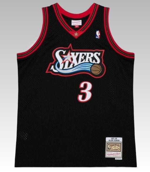 Allen Iverson 76ers 1997-98 Black Throwback Swingman Mens Jersey