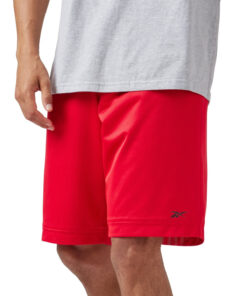 Reebok Men Regular fit Mesh Logo Basketball Shorts Shorts Size M / 9 Red Solid