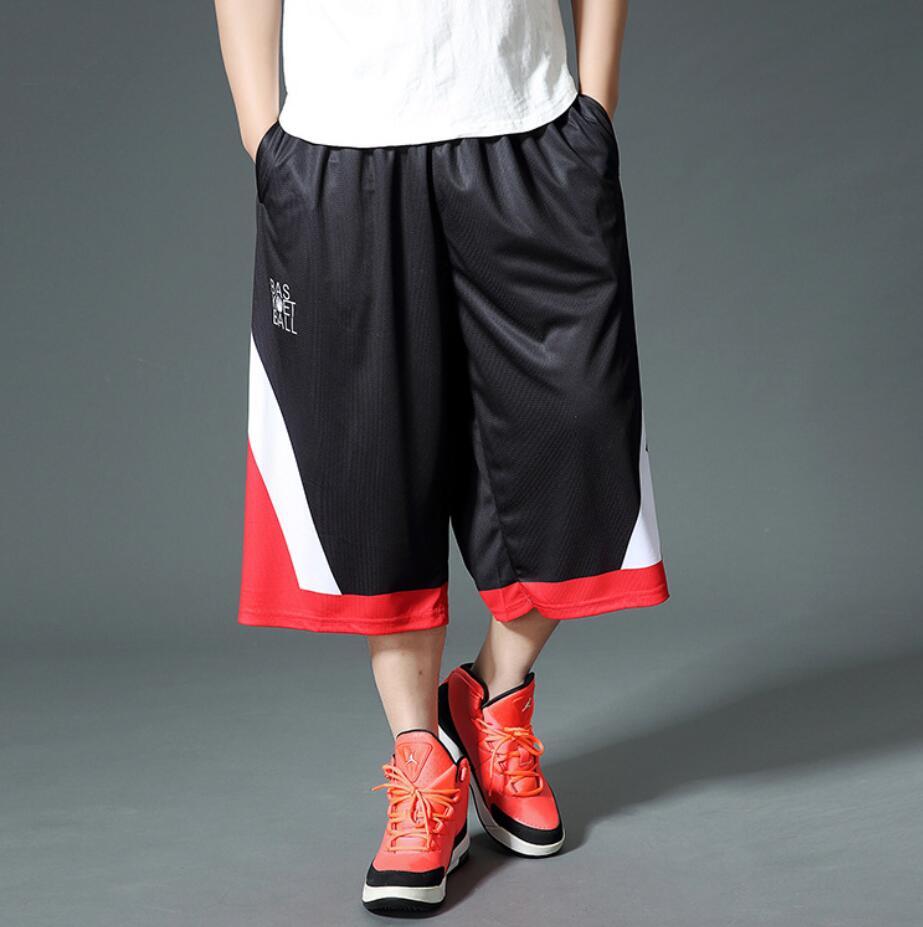 Men's Wide Leg Basketball Shorts Breathable Quick Dry Plus Size Black - Image 3
