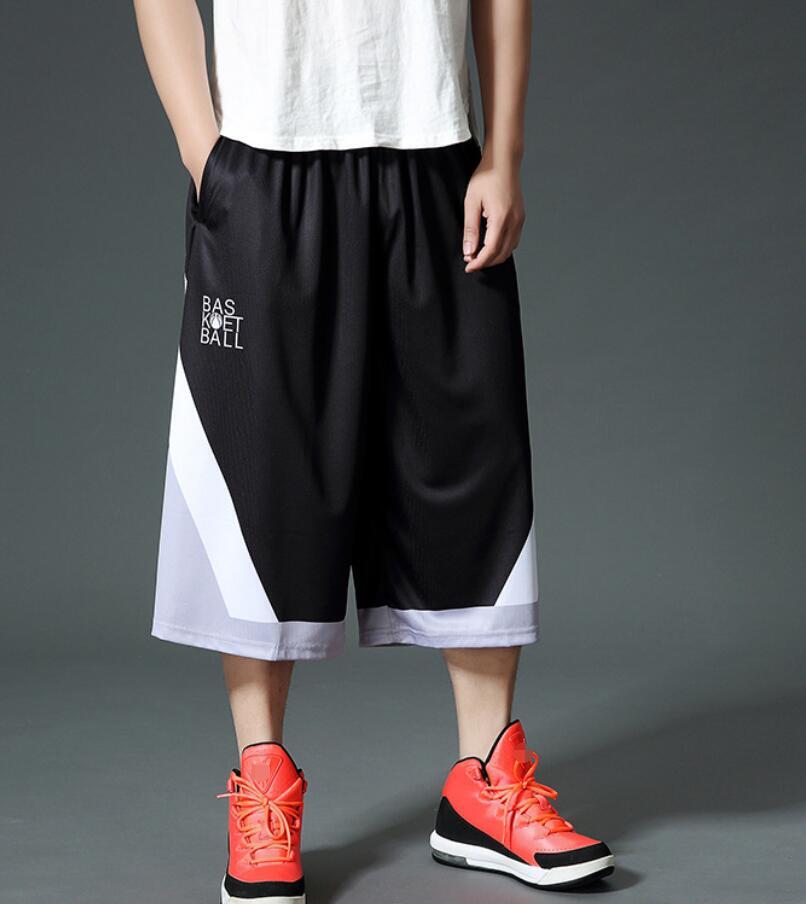 Men's Wide Leg Basketball Shorts Breathable Quick Dry Plus Size Black