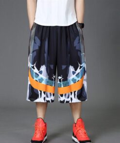 Men's Summer Basketball Quick Dry Wide Leg Loose Fit Cropped Pants Shorts