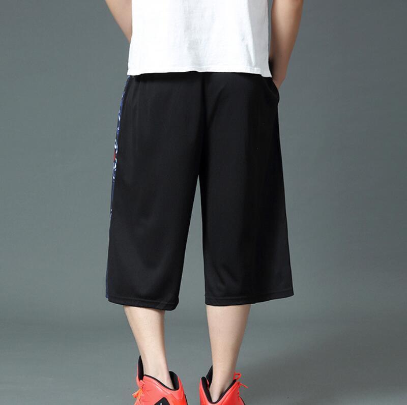 Men's Black Printed Wide Leg Summer Breathable Sports Basketball Shorts Elastic - Image 2