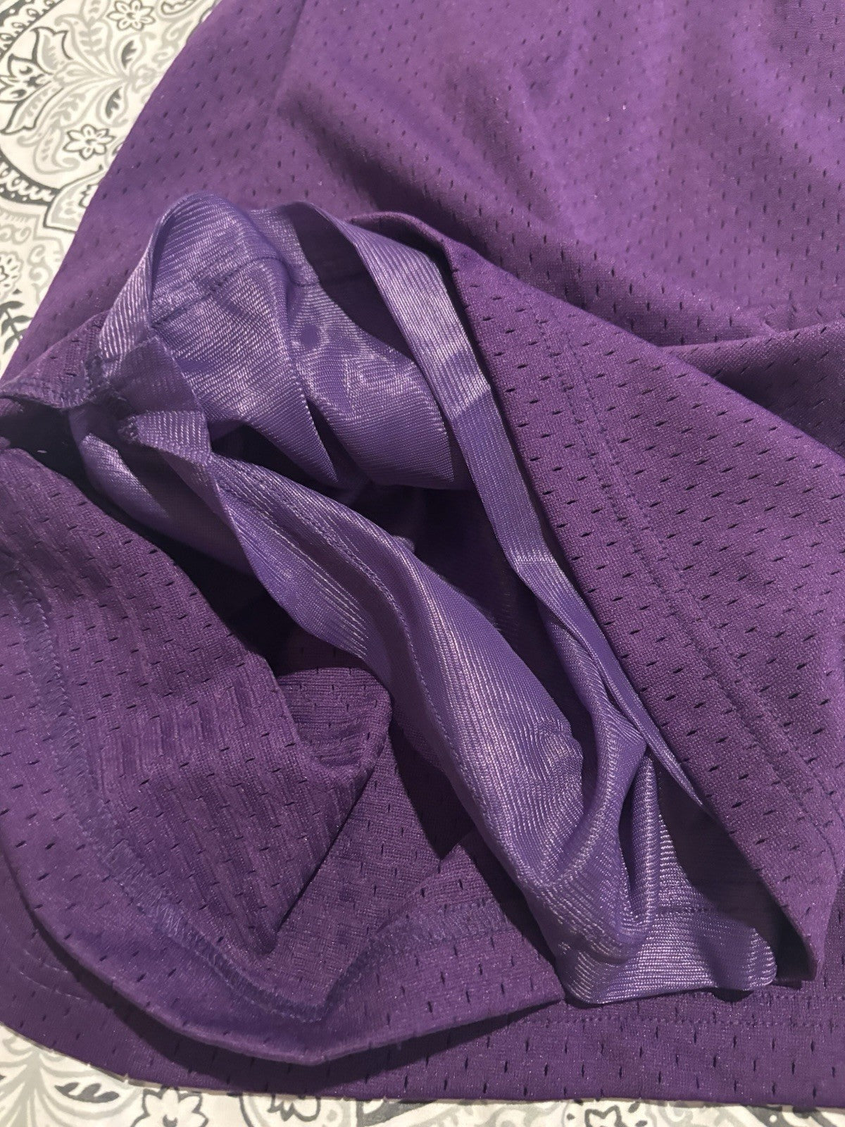 Mitchell & Ness Purple Mesh Athletic Basketball Shorts Men's Size XL - Image 4