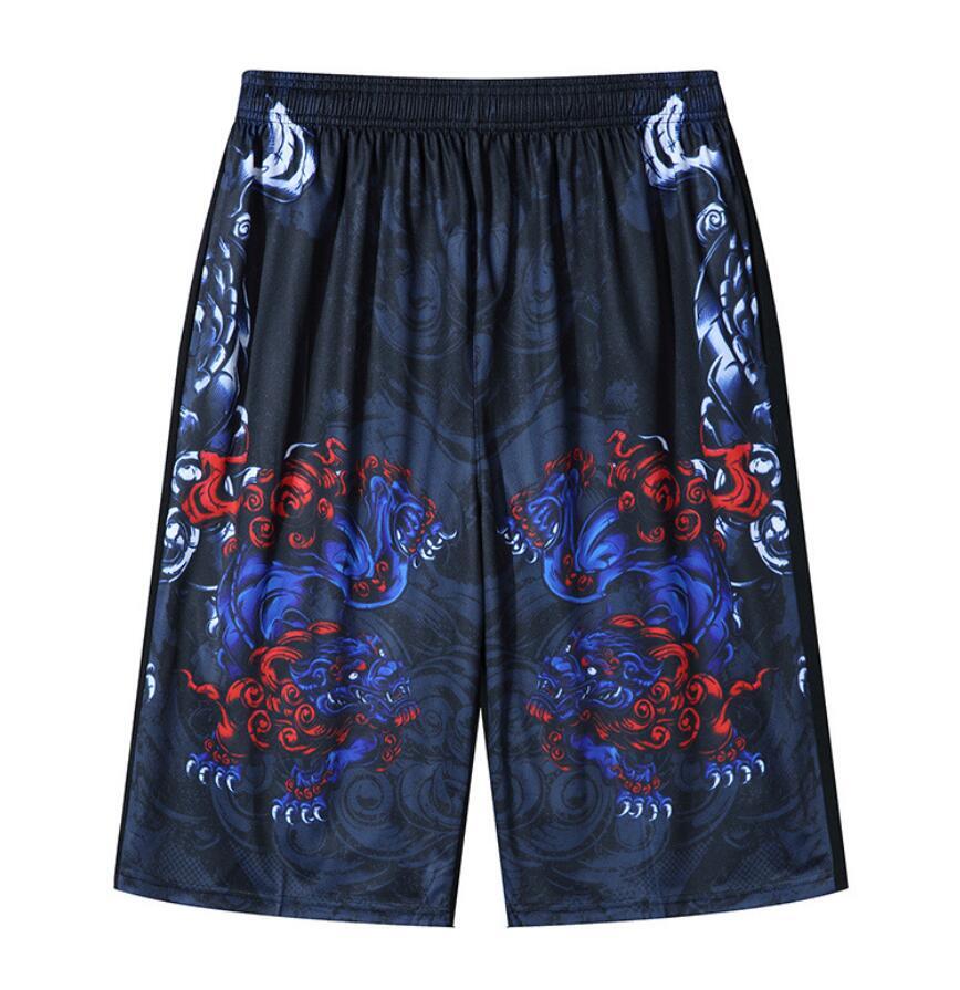 Men's Black Printed Wide Leg Summer Breathable Sports Basketball Shorts Elastic - Image 5