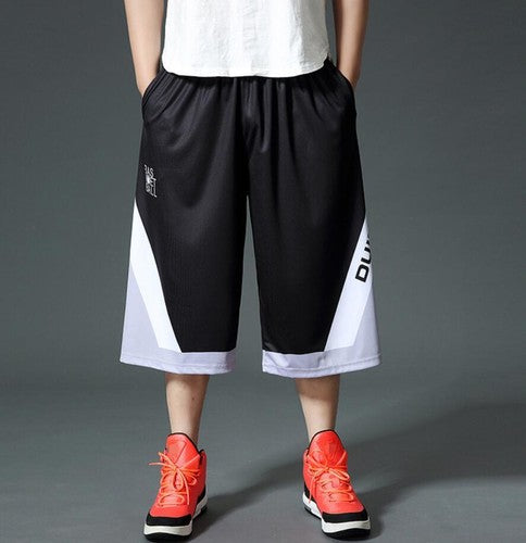 Men's Wide Leg Basketball Shorts Breathable Quick Dry Plus Size Black - Image 7