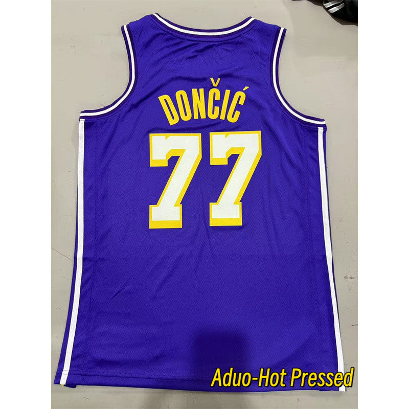 2026 Men's basketball NBA Los Angeles Lakers #77 Luka Doncic purple city edition Hot pressed jerseys - Image 2