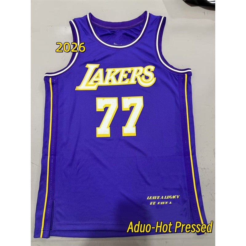 2026 Men's basketball NBA Los Angeles Lakers #77 Luka Doncic purple city edition Hot pressed jerseys