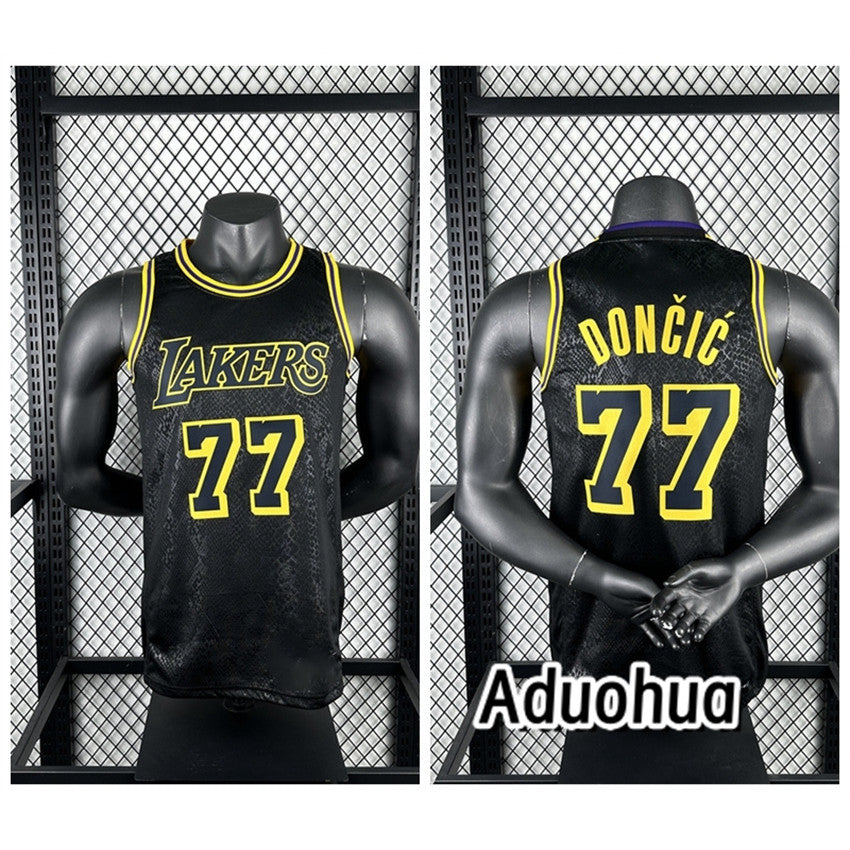 2026 Men's basketball NBA Los Angeles Lakers #77 Luka Doncic purple city edition Hot pressed jerseys - Image 9